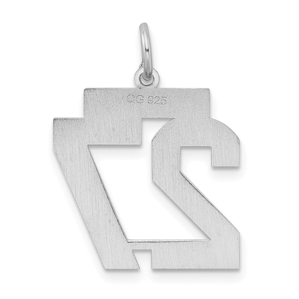 Alternate view of the Sterling Silver, Jersey Collection, Medium Number 27 Pendant by The Black Bow Jewelry Co.
