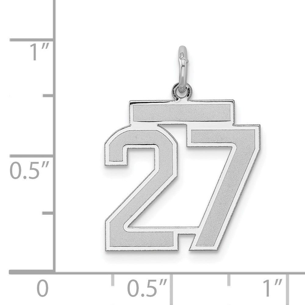Alternate view of the Sterling Silver, Jersey Collection, Medium Number 27 Pendant by The Black Bow Jewelry Co.
