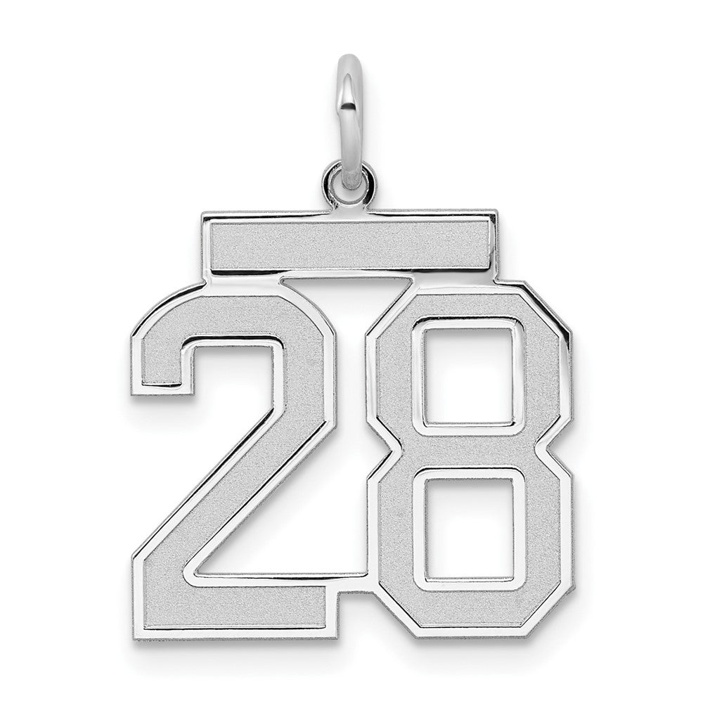 Sterling Silver, Jersey Collection, Medium Number 28 Pendant, Item P10413-28 by The Black Bow Jewelry Co.