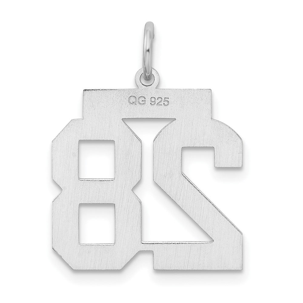 Alternate view of the Sterling Silver, Jersey Collection, Medium Number 28 Pendant by The Black Bow Jewelry Co.