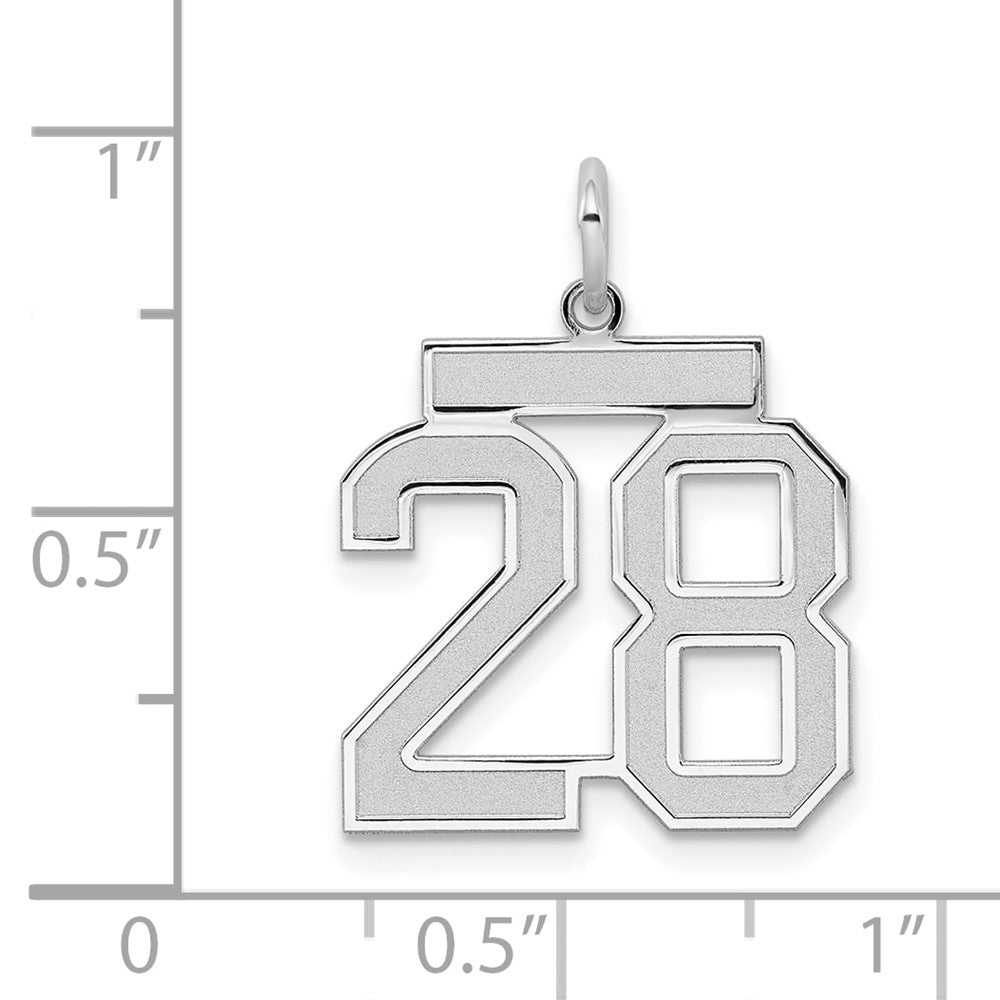 Alternate view of the Sterling Silver, Jersey Collection, Medium Number 28 Pendant by The Black Bow Jewelry Co.