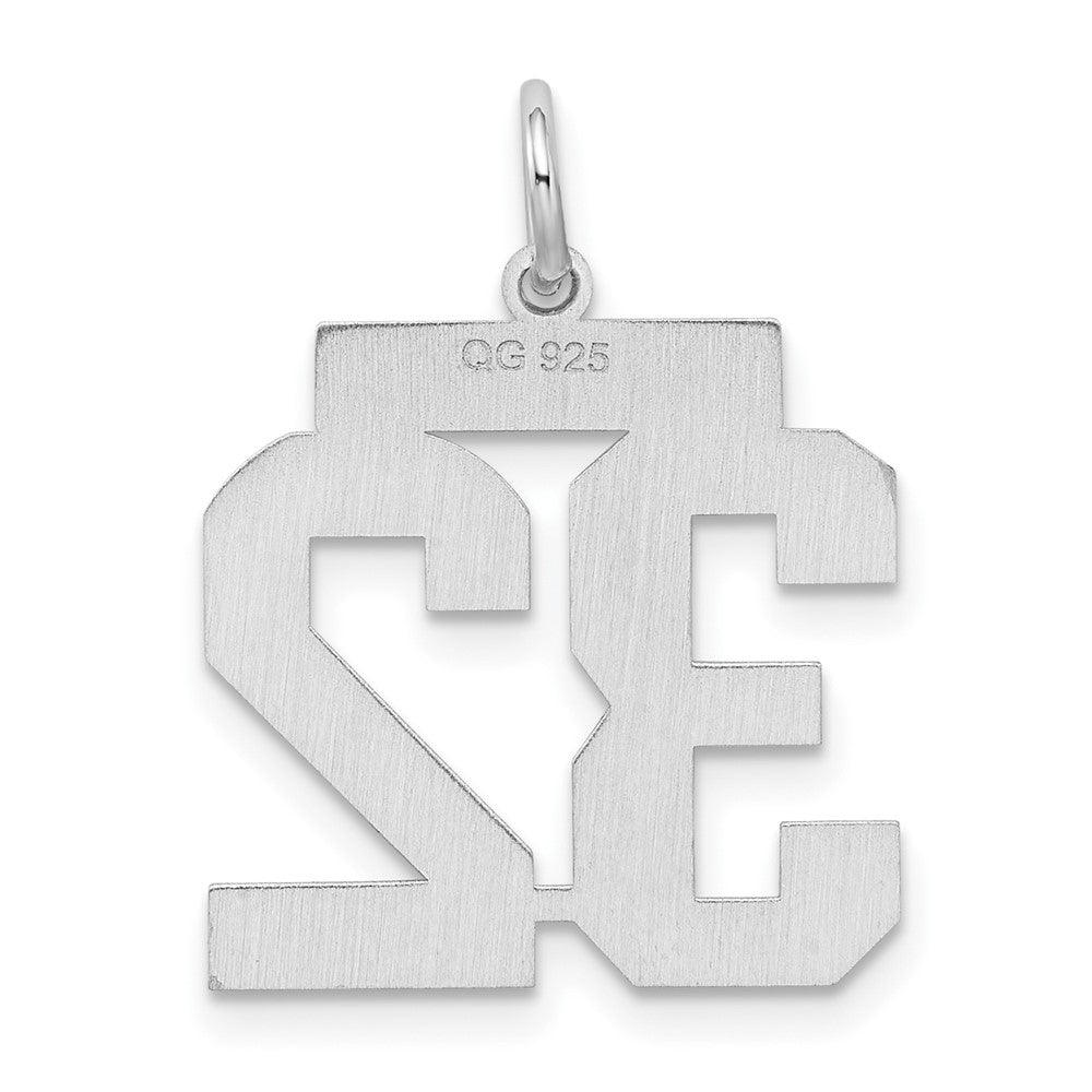 Alternate view of the Sterling Silver, Jersey Collection, Medium Number 32 Pendant by The Black Bow Jewelry Co.