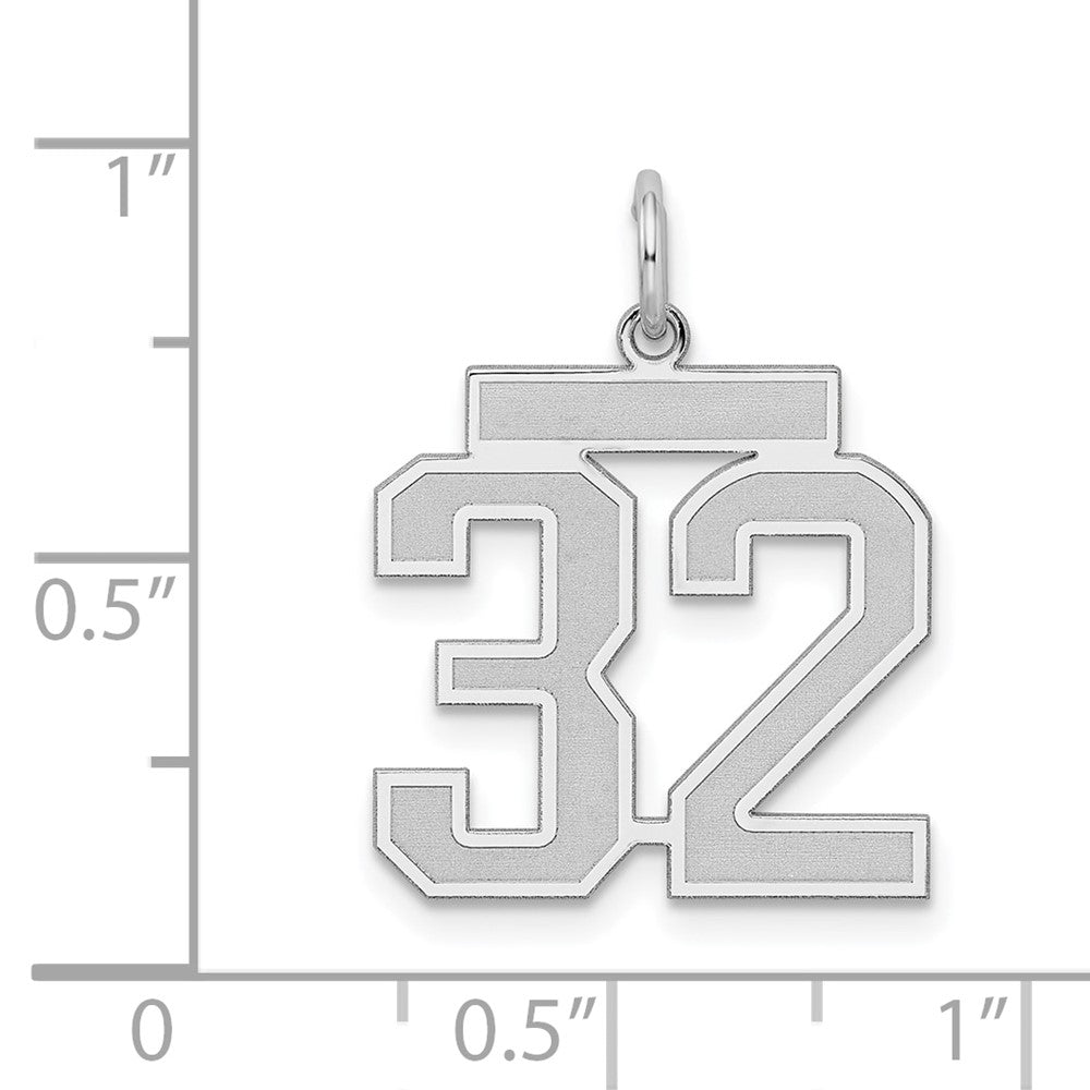 Alternate view of the Sterling Silver, Jersey Collection, Medium Number 32 Pendant by The Black Bow Jewelry Co.