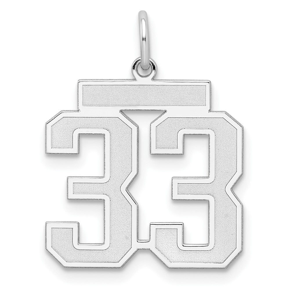 Sterling Silver, Jersey Collection, Medium Number 33 Pendant, Item P10413-33 by The Black Bow Jewelry Co.