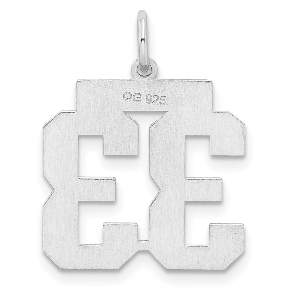Alternate view of the Sterling Silver, Jersey Collection, Medium Number 33 Pendant by The Black Bow Jewelry Co.