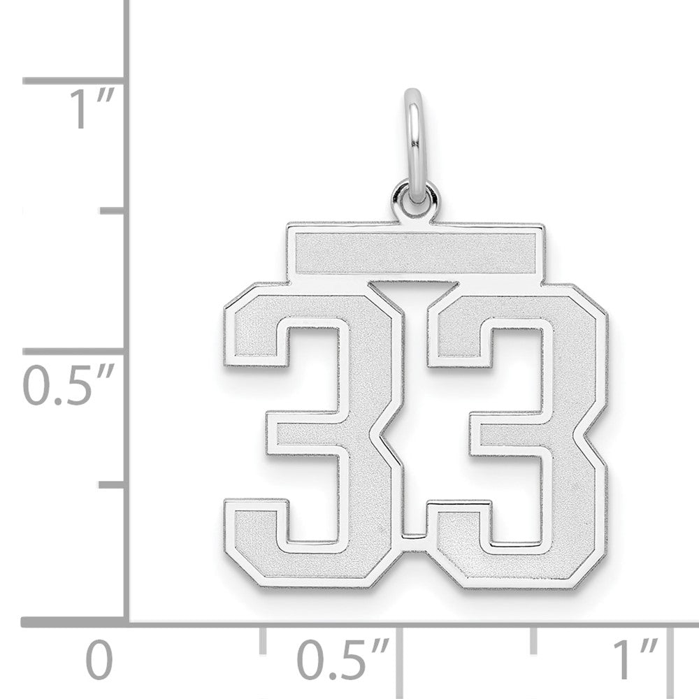 Alternate view of the Sterling Silver, Jersey Collection, Medium Number 33 Pendant by The Black Bow Jewelry Co.