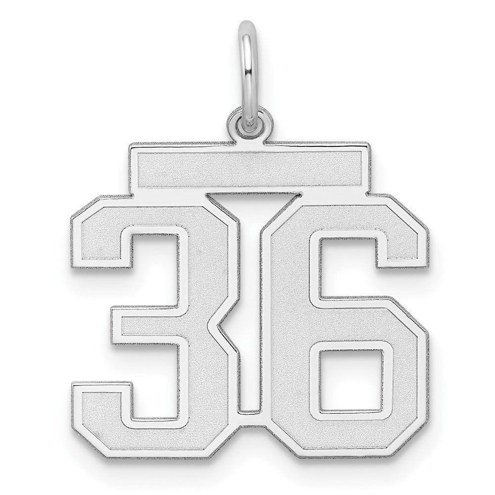 Sterling Silver, Jersey Collection, Medium Number 36 Pendant, Item P10413-36 by The Black Bow Jewelry Co.