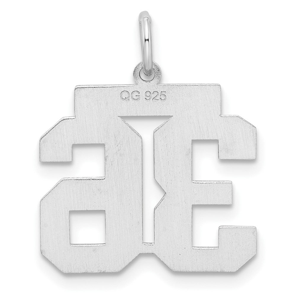Alternate view of the Sterling Silver, Jersey Collection, Medium Number 36 Pendant by The Black Bow Jewelry Co.