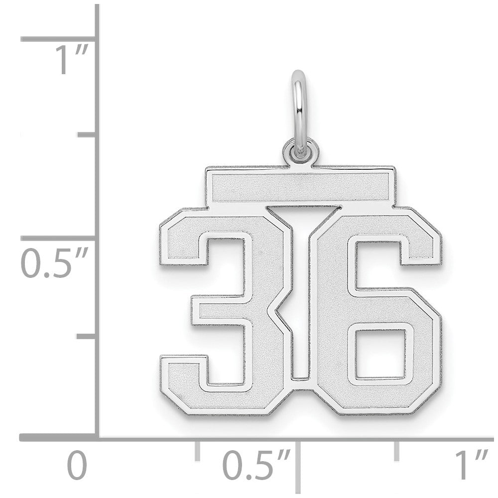 Alternate view of the Sterling Silver, Jersey Collection, Medium Number 36 Pendant by The Black Bow Jewelry Co.