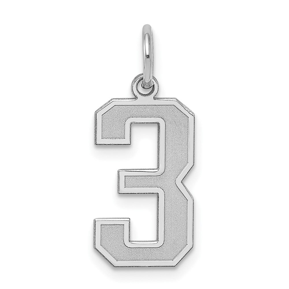 Sterling Silver, Jersey Collection, Medium Number 3 Pendant, Item P10413-3 by The Black Bow Jewelry Co.