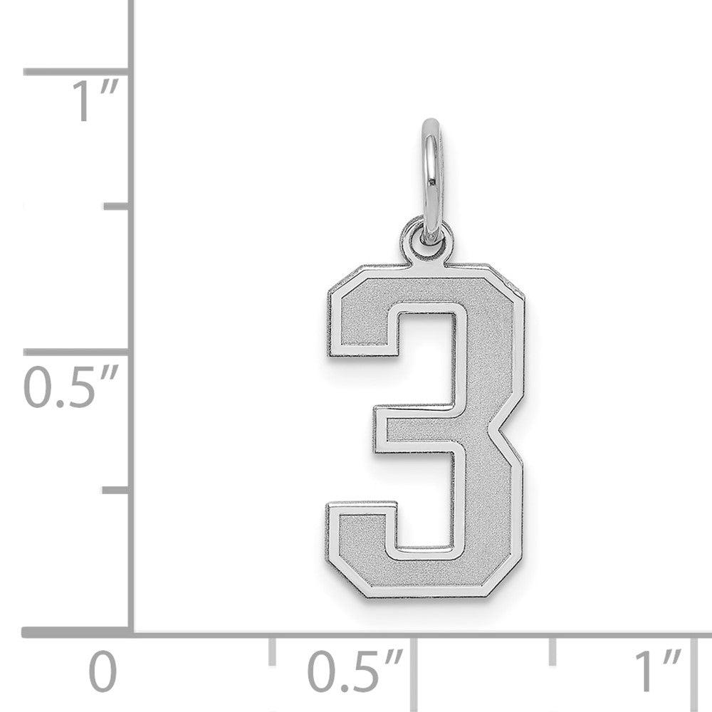 Alternate view of the Sterling Silver, Jersey Collection, Medium Number 3 Pendant by The Black Bow Jewelry Co.