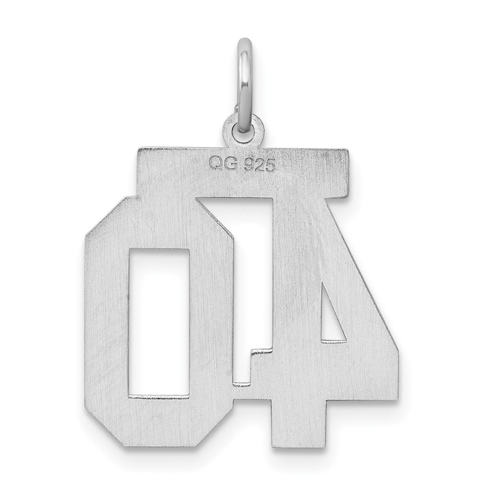 Alternate view of the Sterling Silver, Jersey Collection, Medium Number 40 Pendant by The Black Bow Jewelry Co.