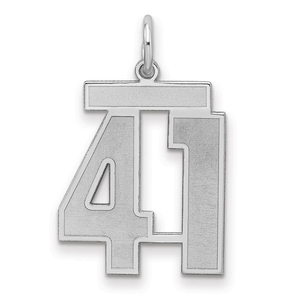 Sterling Silver, Jersey Collection, Medium Number 41 Pendant, Item P10413-41 by The Black Bow Jewelry Co.
