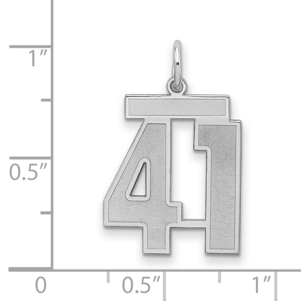 Alternate view of the Sterling Silver, Jersey Collection, Medium Number 41 Pendant by The Black Bow Jewelry Co.