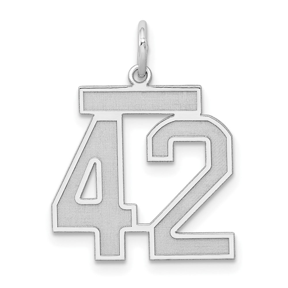 Sterling Silver, Jersey Collection, Medium Number 42 Pendant, Item P10413-42 by The Black Bow Jewelry Co.