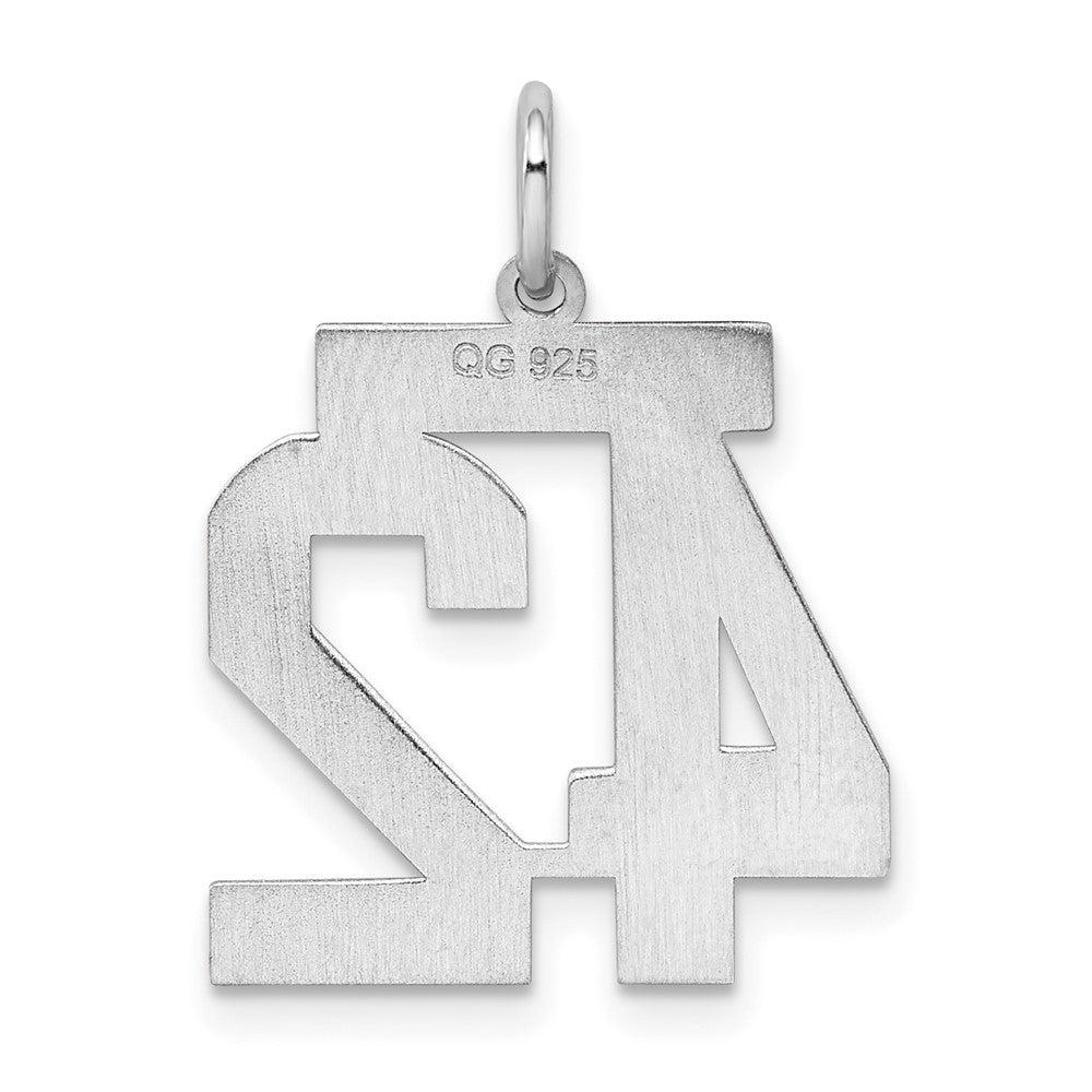 Alternate view of the Sterling Silver, Jersey Collection, Medium Number 42 Pendant by The Black Bow Jewelry Co.