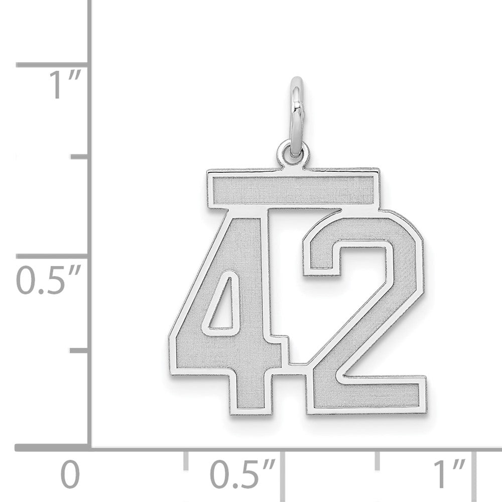 Alternate view of the Sterling Silver, Jersey Collection, Medium Number 42 Pendant by The Black Bow Jewelry Co.