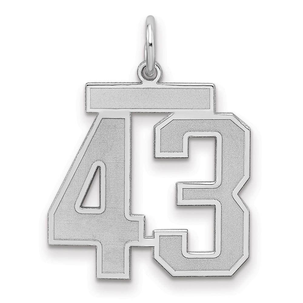 Sterling Silver, Jersey Collection, Medium Number 43 Pendant, Item P10413-43 by The Black Bow Jewelry Co.
