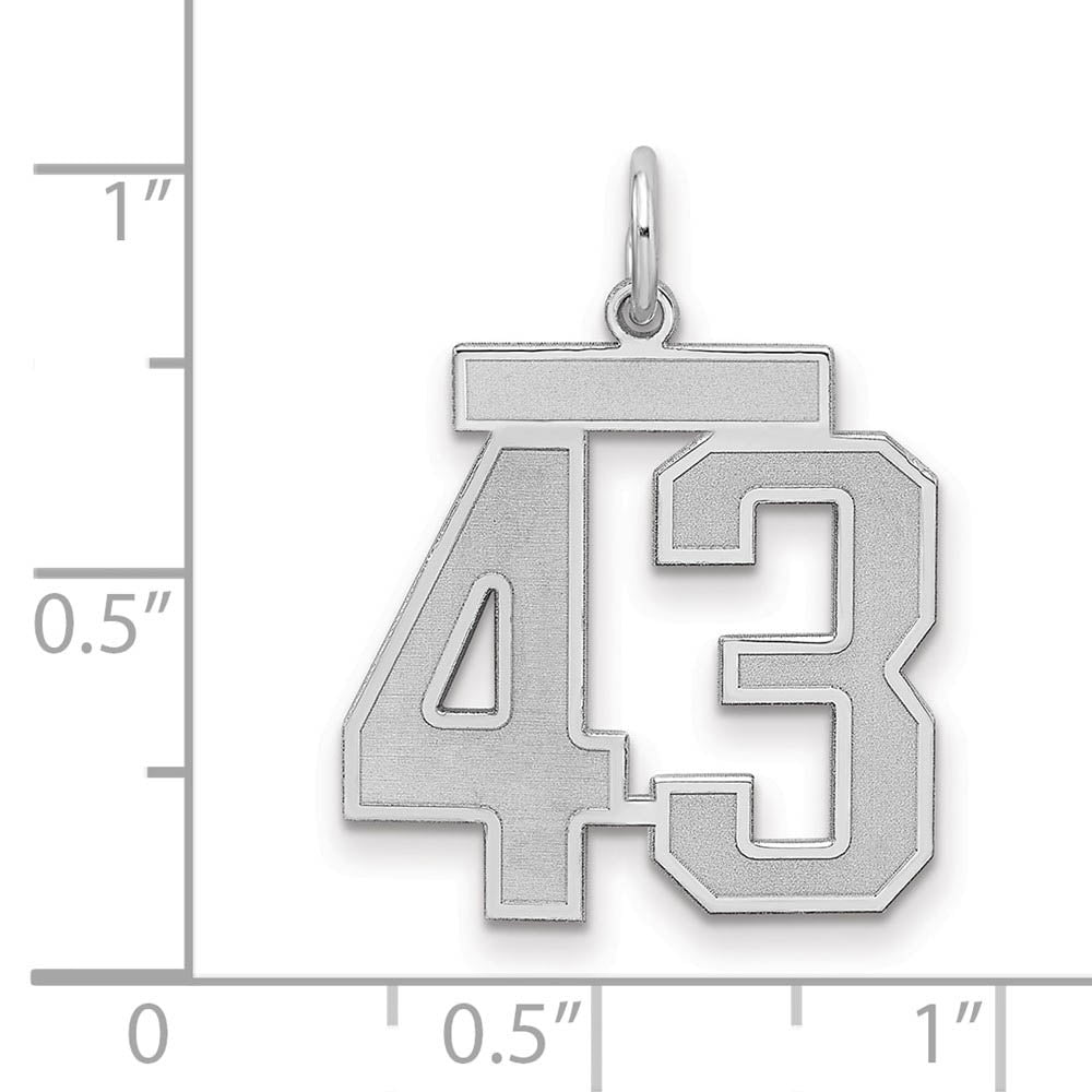 Alternate view of the Sterling Silver, Jersey Collection, Medium Number 43 Pendant by The Black Bow Jewelry Co.