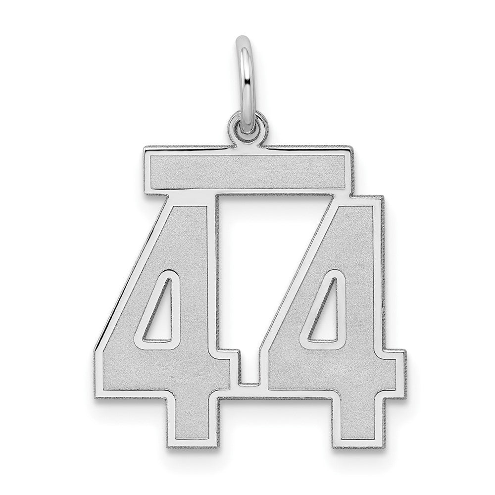 Sterling Silver, Jersey Collection, Medium Number 44 Pendant, Item P10413-44 by The Black Bow Jewelry Co.