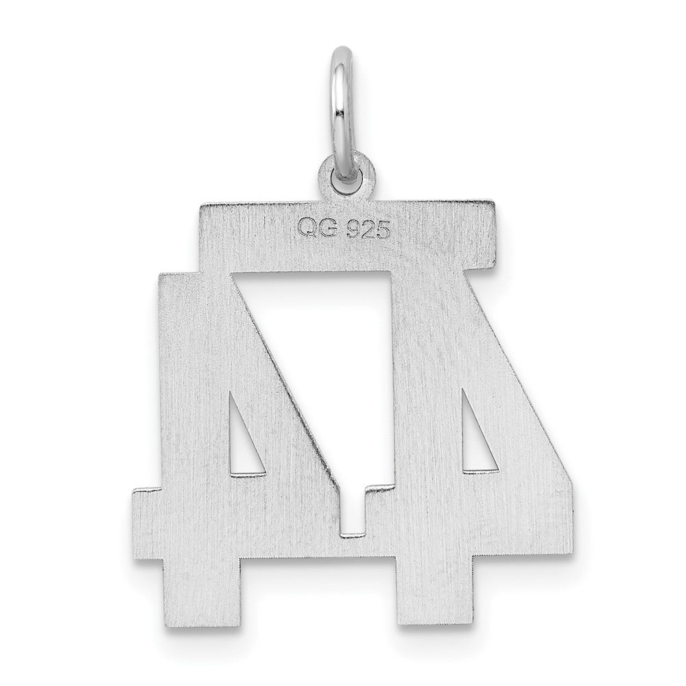 Alternate view of the Sterling Silver, Jersey Collection, Medium Number 44 Pendant by The Black Bow Jewelry Co.