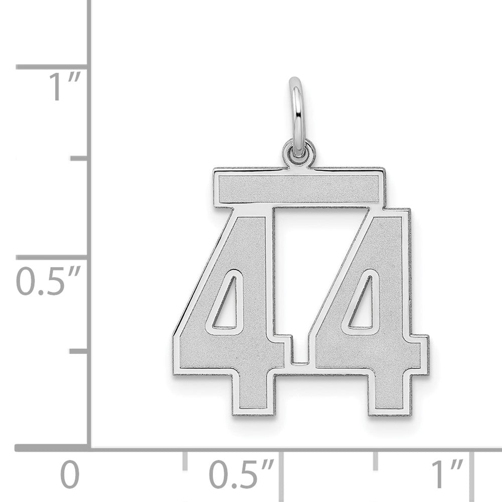 Alternate view of the Sterling Silver, Jersey Collection, Medium Number 44 Pendant by The Black Bow Jewelry Co.
