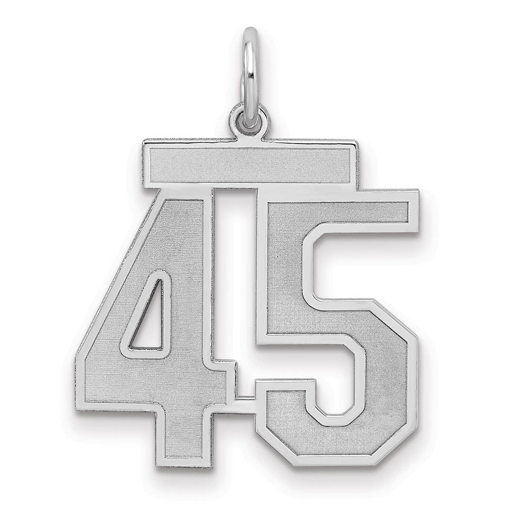 Sterling Silver, Jersey Collection, Medium Number 45 Pendant, Item P10413-45 by The Black Bow Jewelry Co.