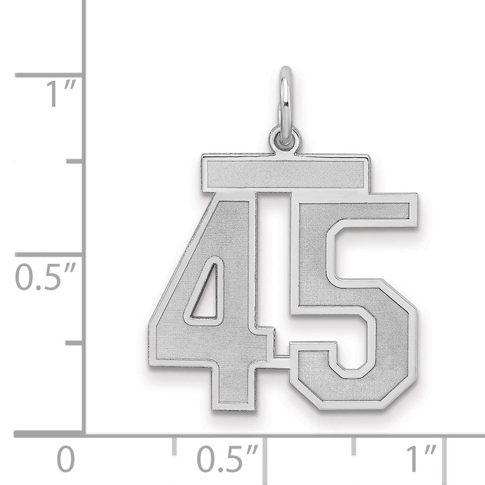 Alternate view of the Sterling Silver, Jersey Collection, Medium Number 45 Pendant by The Black Bow Jewelry Co.