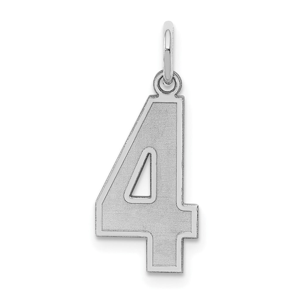 Sterling Silver, Jersey Collection, Medium Number 4 Pendant, Item P10413-4 by The Black Bow Jewelry Co.