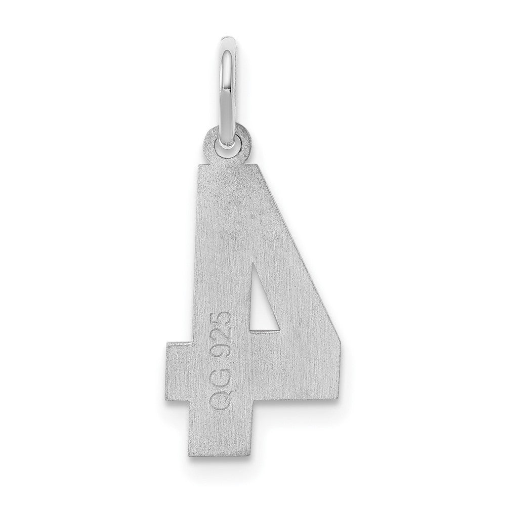 Alternate view of the Sterling Silver, Jersey Collection, Medium Number 4 Pendant by The Black Bow Jewelry Co.