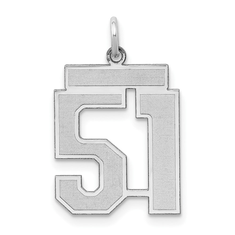 Sterling Silver, Jersey Collection, Medium Number 51 Pendant, Item P10413-51 by The Black Bow Jewelry Co.