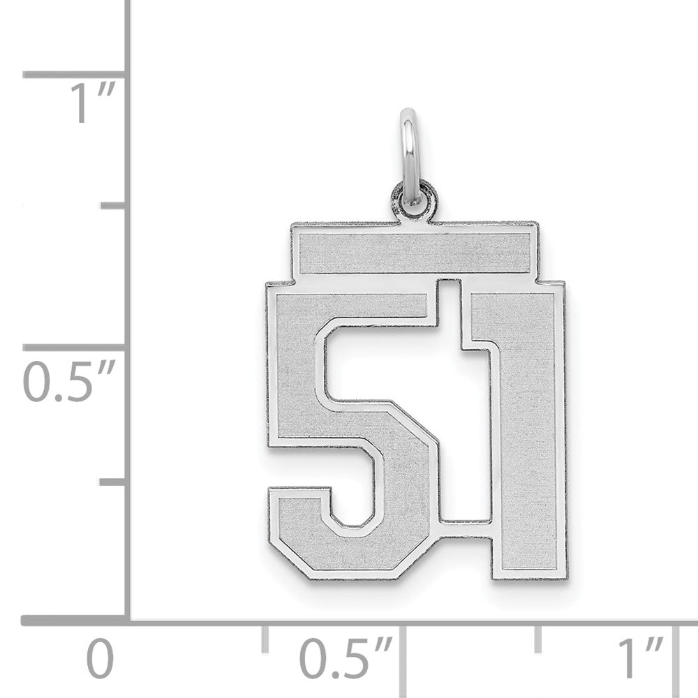 Alternate view of the Sterling Silver, Jersey Collection, Medium Number 51 Pendant by The Black Bow Jewelry Co.