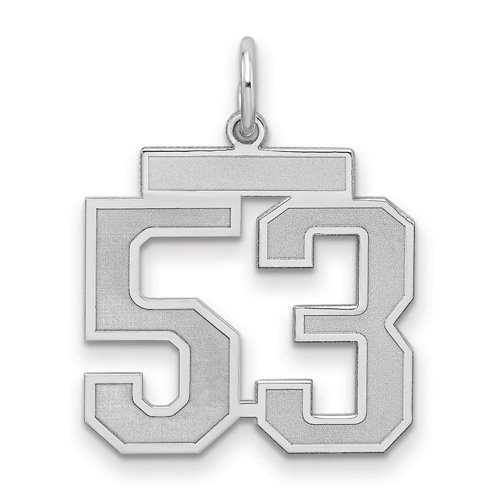 Sterling Silver, Jersey Collection, Medium Number 53 Pendant, Item P10413-53 by The Black Bow Jewelry Co.