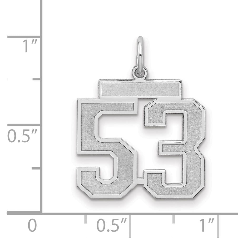 Alternate view of the Sterling Silver, Jersey Collection, Medium Number 53 Pendant by The Black Bow Jewelry Co.