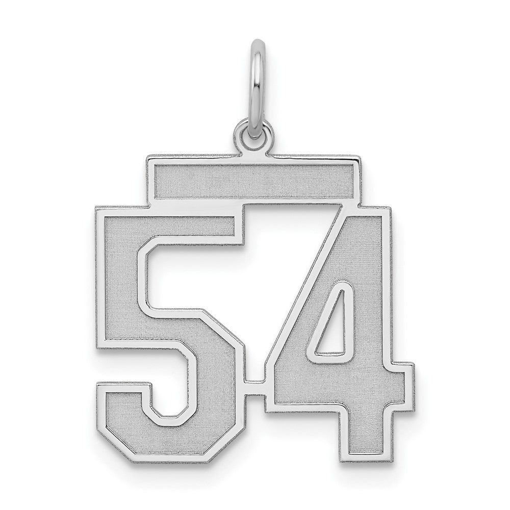 Sterling Silver, Jersey Collection, Medium Number 54 Pendant, Item P10413-54 by The Black Bow Jewelry Co.