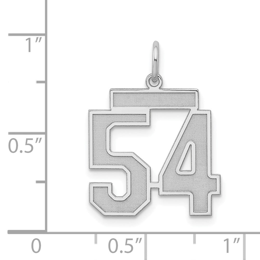 Alternate view of the Sterling Silver, Jersey Collection, Medium Number 54 Pendant by The Black Bow Jewelry Co.