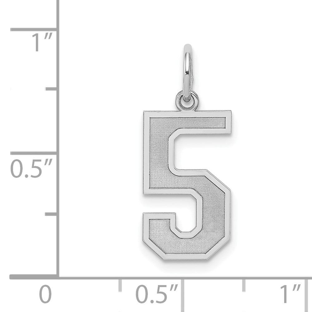 Alternate view of the Sterling Silver, Jersey Collection, Medium Number 5 Pendant by The Black Bow Jewelry Co.