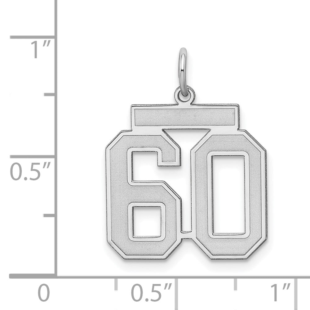 Alternate view of the Sterling Silver, Jersey Collection, Medium Number 60 Pendant by The Black Bow Jewelry Co.