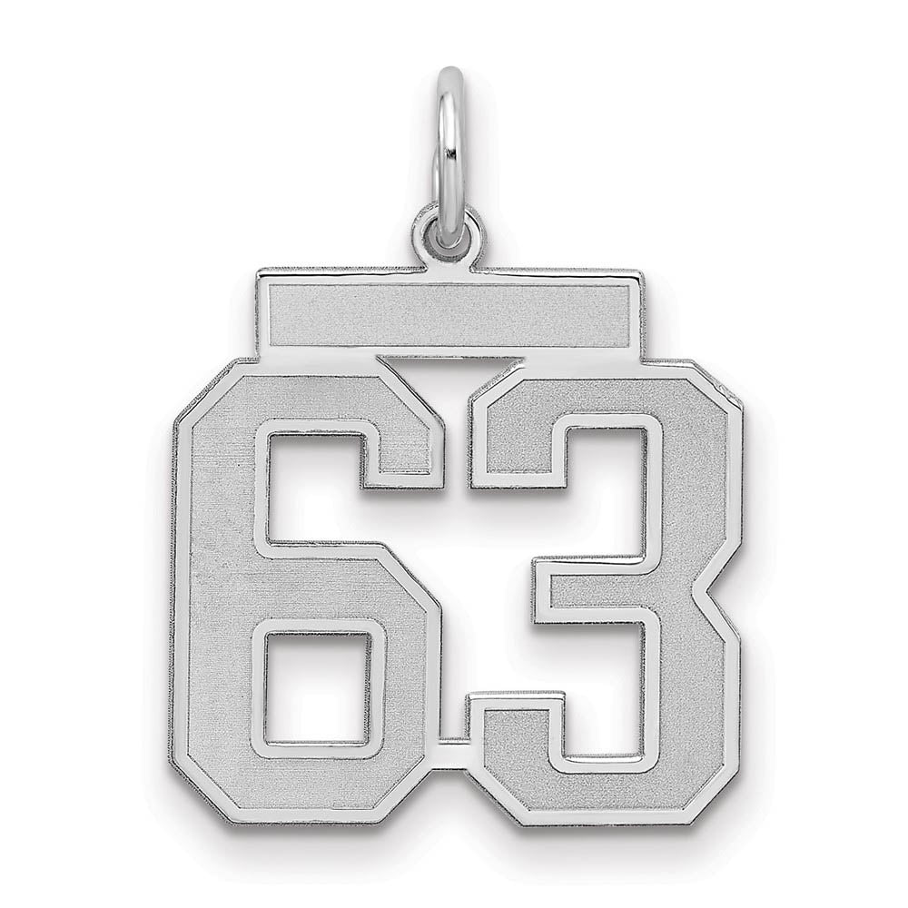 Sterling Silver, Jersey Collection, Medium Number 63 Pendant, Item P10413-63 by The Black Bow Jewelry Co.