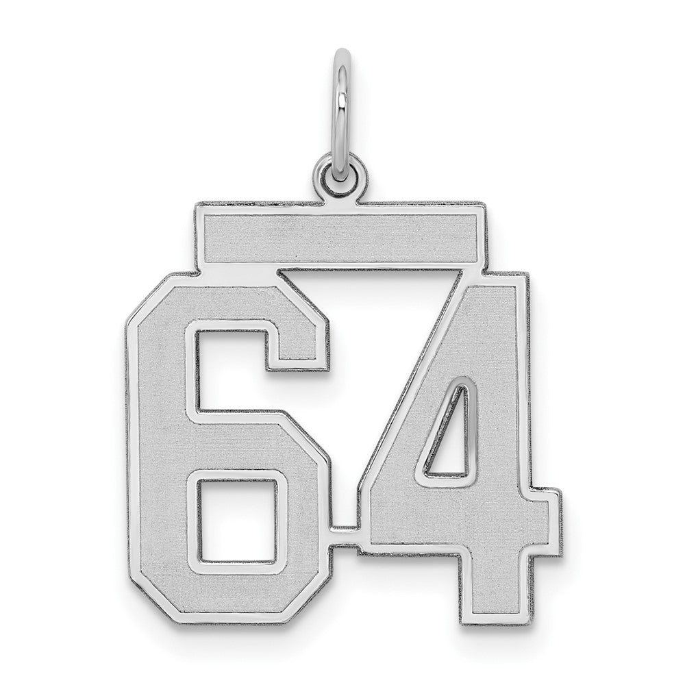 Sterling Silver, Jersey Collection, Medium Number 64 Pendant, Item P10413-64 by The Black Bow Jewelry Co.