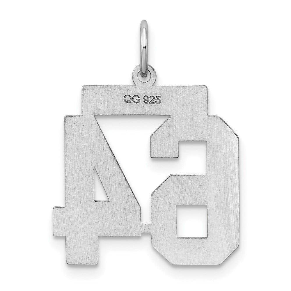 Alternate view of the Sterling Silver, Jersey Collection, Medium Number 64 Pendant by The Black Bow Jewelry Co.