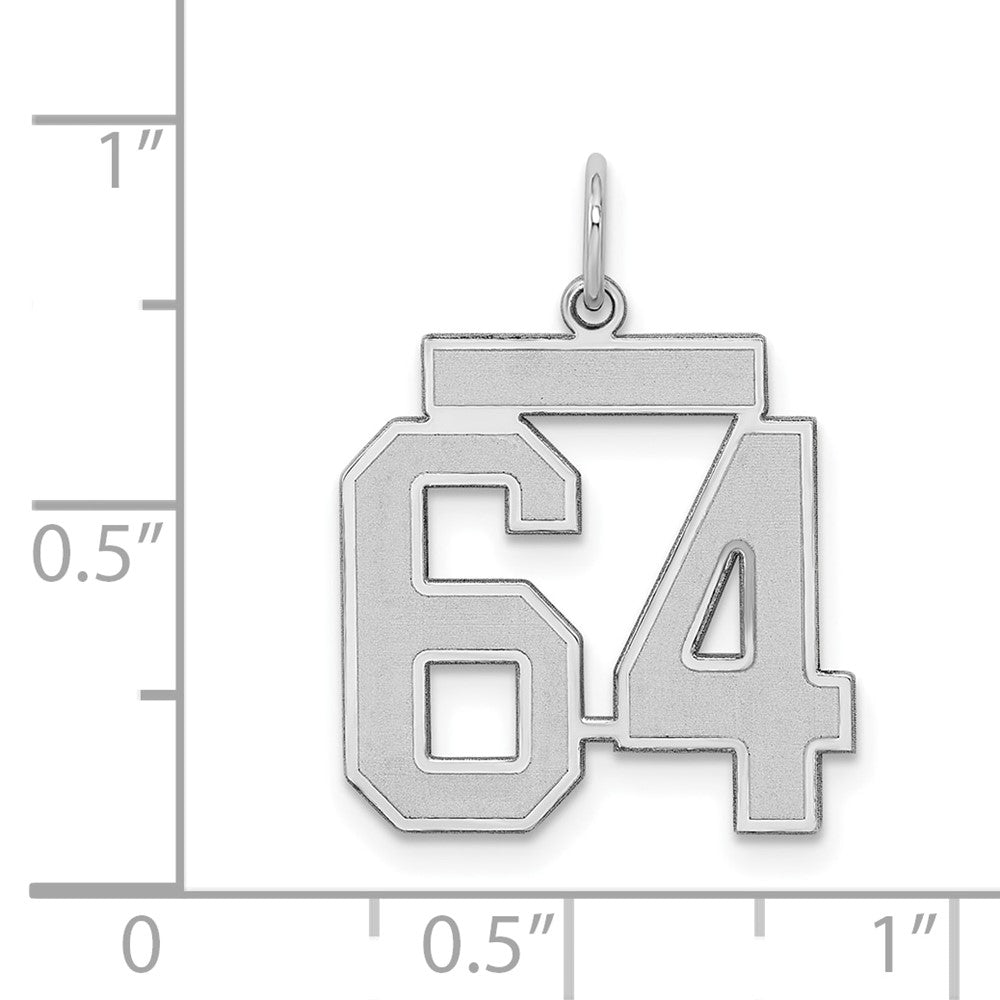 Alternate view of the Sterling Silver, Jersey Collection, Medium Number 64 Pendant by The Black Bow Jewelry Co.