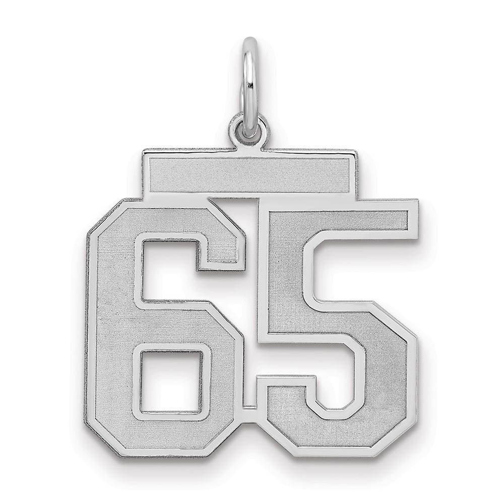 Sterling Silver, Jersey Collection, Medium Number 65 Pendant, Item P10413-65 by The Black Bow Jewelry Co.