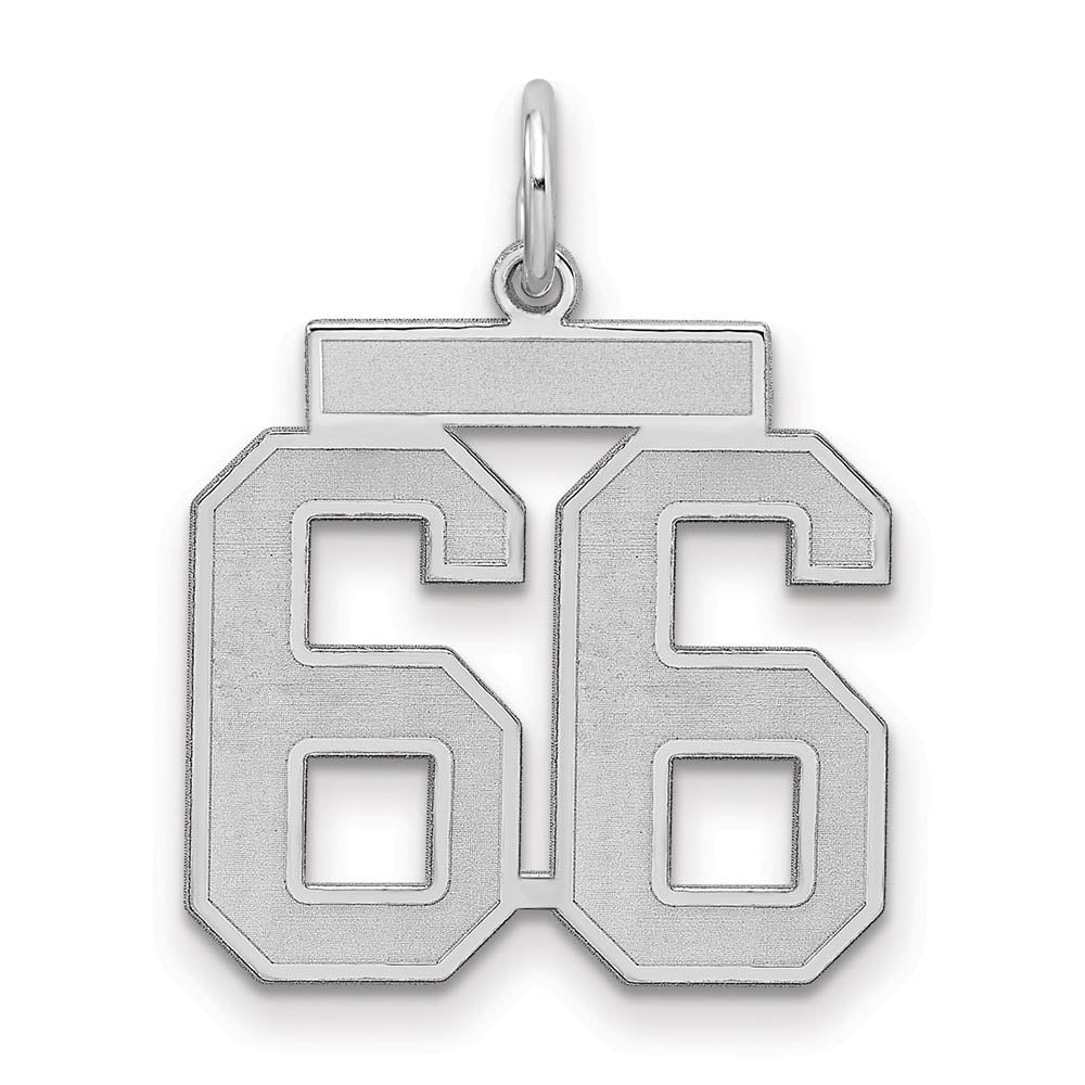 Sterling Silver, Jersey Collection, Medium Number 66 Pendant, Item P10413-66 by The Black Bow Jewelry Co.