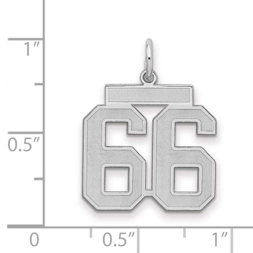 Alternate view of the Sterling Silver, Jersey Collection, Medium Number 66 Pendant by The Black Bow Jewelry Co.