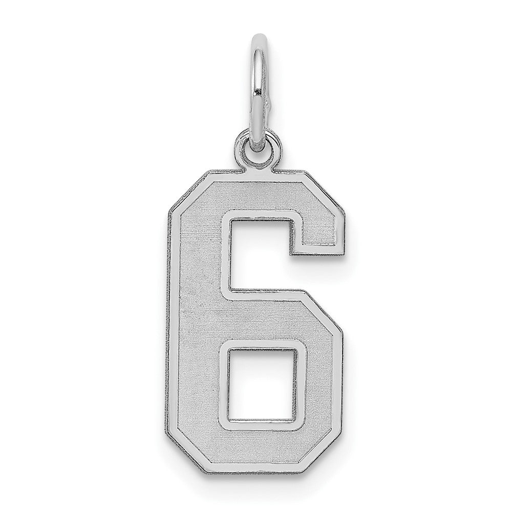 Sterling Silver, Jersey Collection, Medium Number 6 Pendant, Item P10413-6 by The Black Bow Jewelry Co.