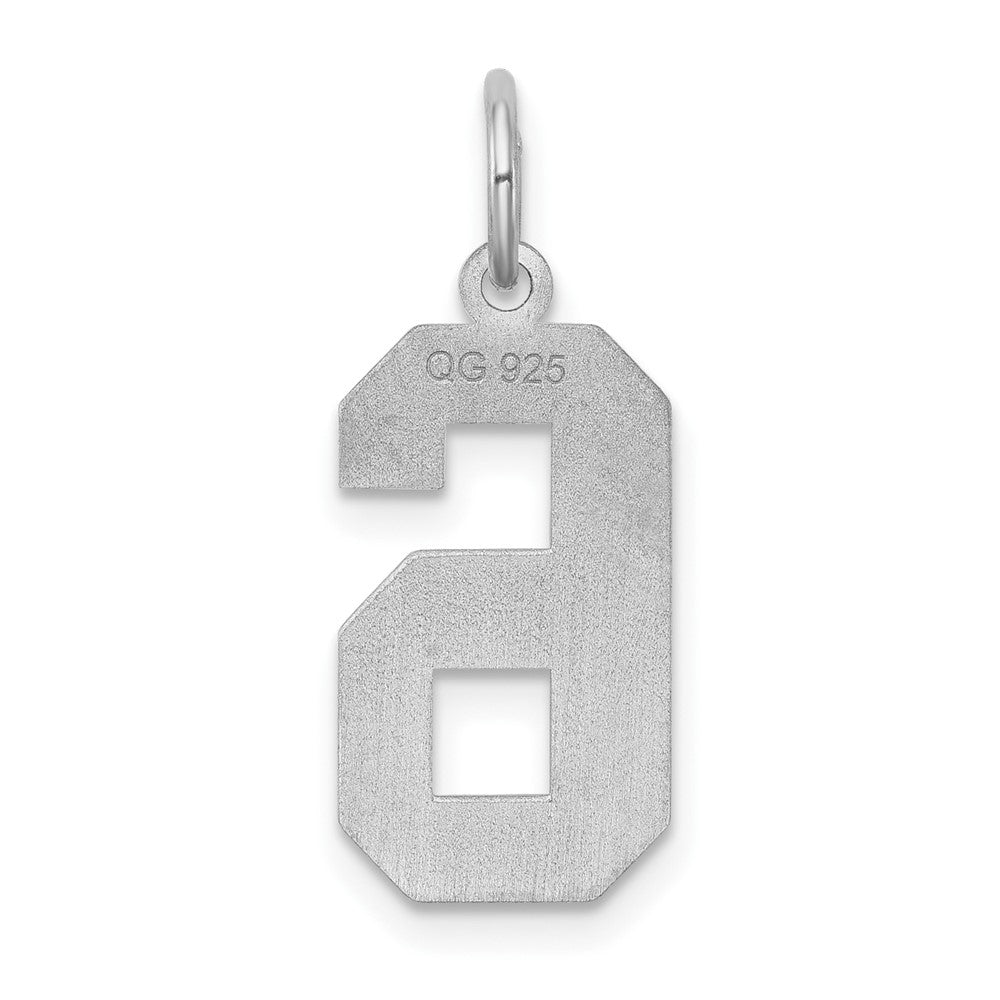 Alternate view of the Sterling Silver, Jersey Collection, Medium Number 6 Pendant by The Black Bow Jewelry Co.