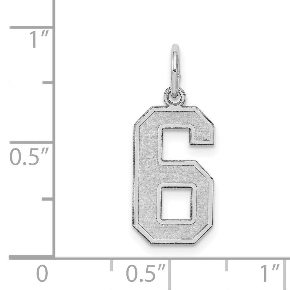 Alternate view of the Sterling Silver, Jersey Collection, Medium Number 6 Pendant by The Black Bow Jewelry Co.