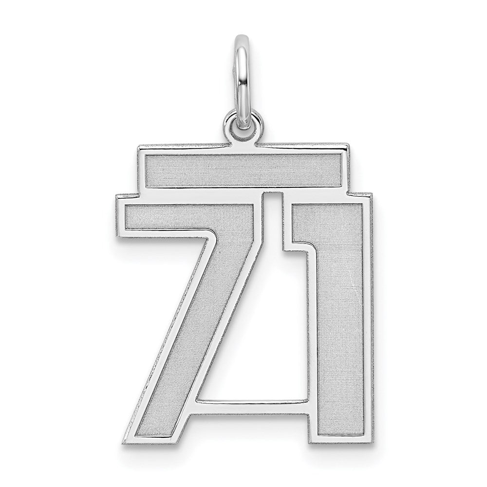Sterling Silver, Jersey Collection, Medium Number 71 Pendant, Item P10413-71 by The Black Bow Jewelry Co.