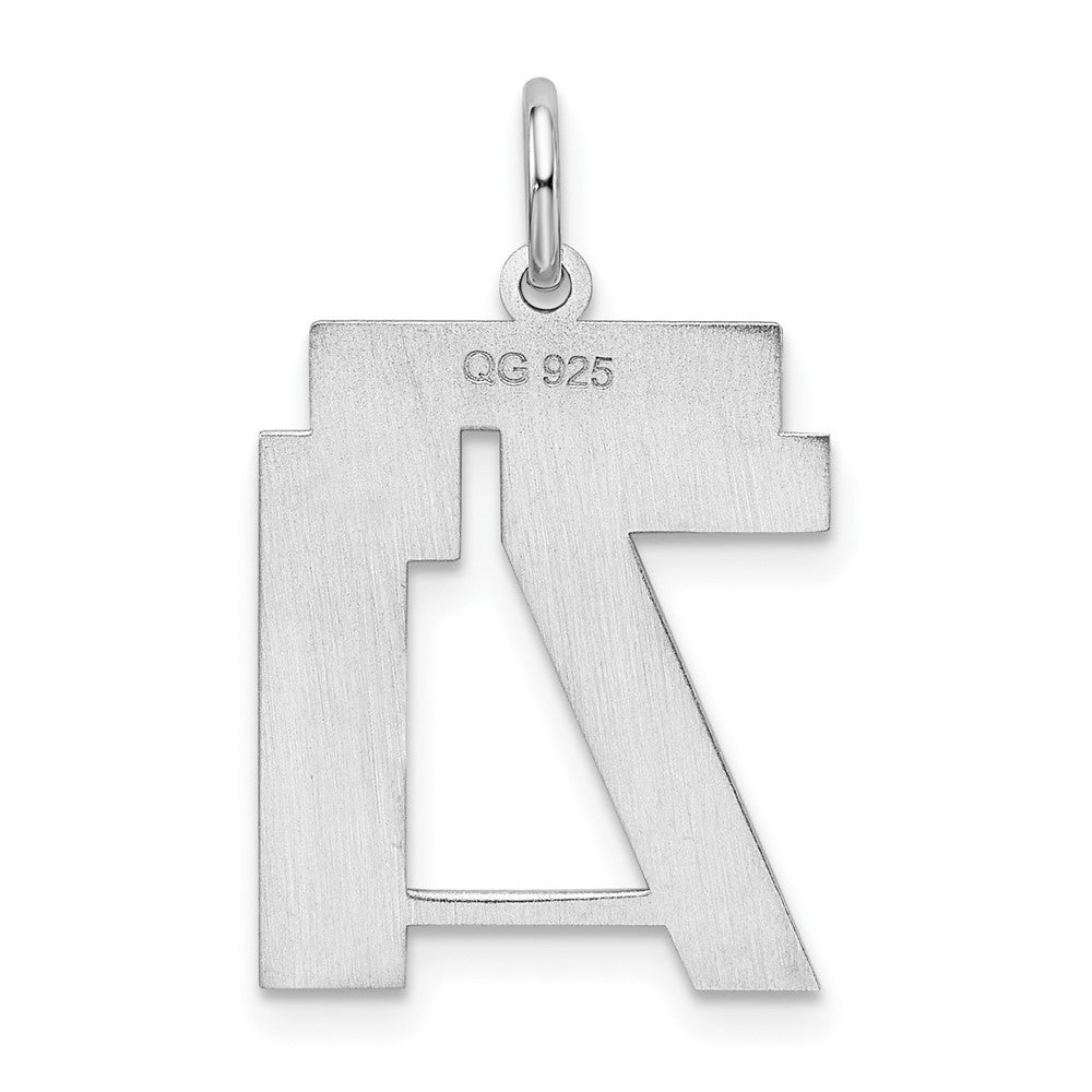 Alternate view of the Sterling Silver, Jersey Collection, Medium Number 71 Pendant by The Black Bow Jewelry Co.